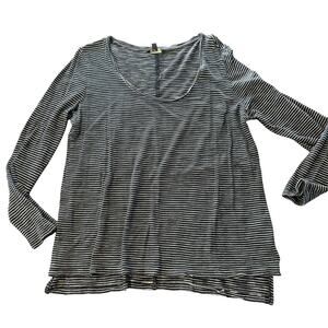 Banana Republic Women’s navy blue white striped scoop longsleeve top, Large